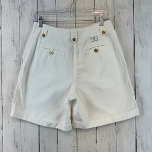 Lauren Ralph Lauren Rugby White Cotton High-Rise Cuffed Bermuda Shorts Size 4